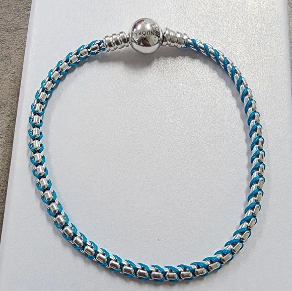 Pandora Blue Cord Snake Chain BraceletSterling silver - Picture 2 of 4